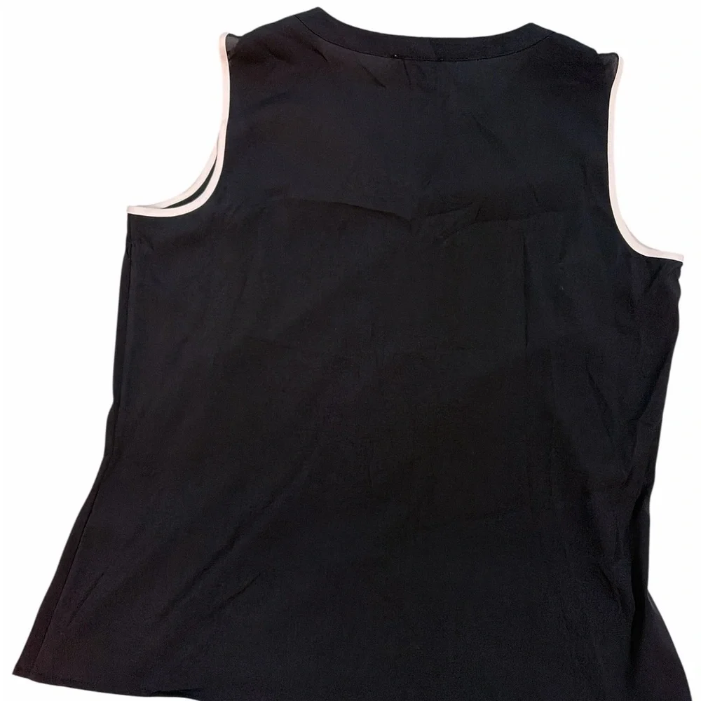 CALVIN KLEIN Suit Women Navy White V Neck Sleeveless Top Blouse Size M Busines - Picture 5 of 8